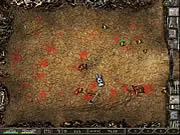 Racing Guard game screenshot showing a desert landscape with a base, defensive towers, and various mutant enemies moving along a path