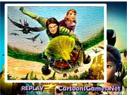 Epic Sort My Jigsaw puzzle game screenshot, characters Nod and Mary riding a bird
