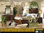Hidden Objects Room 6 puzzle game screenshot, player searching for items in a messy attic scene, play free online hidden object game