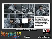 Free online Oblivion Sliding Puzzle game featuring a picture of Tom Cruise as Jack Harper