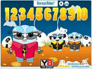 How Many Robots free online game for children, counting robots in an extraterrestrial scene, educational math game screenshot, cartoon robots hiding in alien scenery.