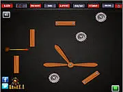 Coconut Bouncing free online skill game, aiming a coconut with an arrow to bounce past obstacles to the goal