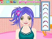 Lovely Hair Style Salon Part 2 game screen showing a girl getting a new hairstyle, play free online makeover game.