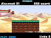 8 Bit Dash free online arcade runner game screenshot showing two pixelated characters running and dashing through obstacles in 8 bit style