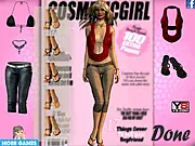 Cameron Diaz Dress Up game screen, styling clothes and hair for a magazine cover, selecting outfit options, celebrity fashion makeover online free game.