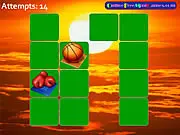 Screenshot of Summer Sports Match card game, free online memory puzzle, matching pairs of sports icons