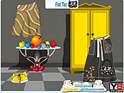 Find the Little Purse free online game screenshot, searching for a hidden black purse in a messy room full of clothes, hidden object game on PlayArcadeHub
