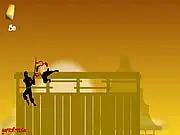 Screenshot of the Run Ninja Run 2 game showing a black silhouette ninja figure running and jumping over a spike trap.