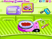 Play Delicious Lasagna free online cooking game, showing a virtual chef preparing a traditional Italian lasagna dish.