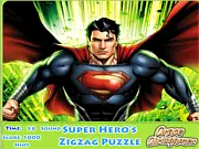 Play Super Hero Zigzag Puzzle free online game, a tile-sliding visual brain teaser featuring comic book superheroes.