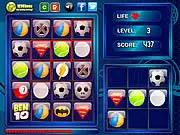 Gameplay screenshot of the puzzle game Find 'n' Fix, showing an incomplete image outline that the player must fix to match a smaller, correct example pattern.