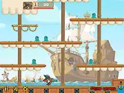 Play Pirates Musketeers free online game featuring two pirate warriors fighting monsters on a deserted tropical island.