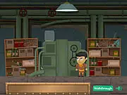 2012 Shelter free online escape game screenshot showing an underground bunker control room and mysterious object on PlayArcadeHub