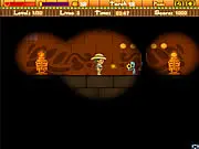 Pyramid Tomb Expedition game screen, showing an adventurer navigating a dark, mysterious stone maze