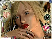 A beautiful bride receiving wedding makeup, hair styling, and nail color in the free Rhiana Wedding Makeover online game.