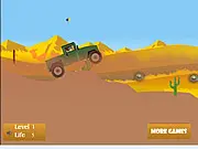 Play Beyblade Jeep Racing free online game, featuring Gingka driving a red off-road jeep through the sandy Sahara desert.