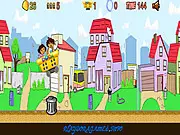 Dora the Explorer and Diego riding a rail car on a railroad, collecting items and avoiding obstacles in the online game