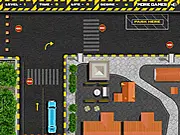 A long white limousine being parked in a busy city parking lot in the free Big Limo Parking online game.