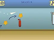A paper airplane flying through an office setting, avoiding desk obstacles like staplers and cups in the free game Paper Wings