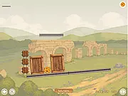 Hide Caesar Level Pack game screenshot, protected coin under a structure, falling pebbles, play free online puzzle
