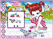 Play Chalk Drawing Kids Dress Up free online, fashion game for girls, design a cute outfit for the sidewalk art competition