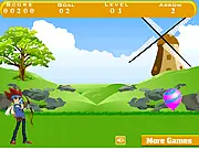 Gingka from Beyblade playing Archery Bloons game, free online bow and arrow puzzle game, popping bloons with arrows