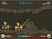 Bulldozer Brothers game online, controlling two bulldozers to escape a cave before the oxygen runs out