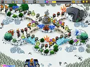 Screenshot of Zombie Zuma free online game, showing colored zombie heads in a line and a cannon to shoot matches.
