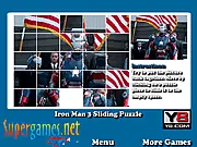 Iron Man 3 Sliding Puzzle game featuring the Iron Patriot armor – free online logic puzzle with three difficulty levels