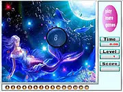 Screenshot of Little Mermaid Hidden Numbers free online game, showing the Little Mermaid character and fish in an underwater scene with numbers hidden in the background