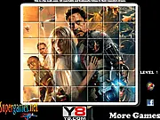 Iron Man 3 Spin Puzzle game image featuring Tony Stark and Marvel movie characters – play free online puzzle game