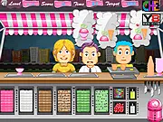 Ice Cream Parlor Online game showing a roadside ice cream stand and a customer waiting to be served a frozen dessert