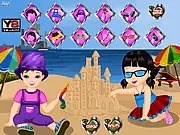 Summer Kids Dress Up online game, play free beach fashion, dress up a boy and girl in blue and pink summer clothes, colorful shoes and sunglasses