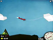 Take Flight 2 free online distance game screenshot showing an airplane flying over terrain trying to collect fuel