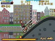 A bicycle racing through the streets of Amsterdam near a canal and bridge in the free online racing game