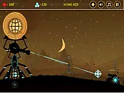 Screenshot of Freedom Tower: The Invasion showing the Freedom Tower defending against an army of attacking human vehicles.