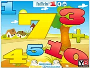 Screenshot of Look for the Number One free online game, showing a busy scene with cars, trucks, and various numbers scattered, with a highlighted number one