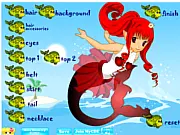 Screenshot of Zola's Mermaid Makeover game showing a teenage mermaid with a colorful tail and a swimming medal, surrounded by makeup and hair options.