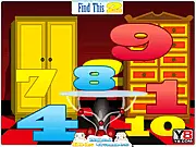 Screenshot of a busy, cluttered room with various furniture and numbers scattered around, challenging the player to find the hidden number two in a hidden object game.