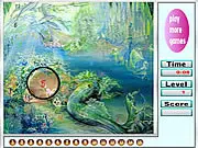 Sea and Mermaids Hidden Numbers game screenshot featuring a beautiful mermaid underwater with a hidden number near a coral reef