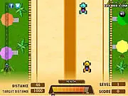 Screenshot from the Quad Drive game showing a player-controlled ATV speeding down a track, maneuvering to avoid several other quad bikes and vehicles.