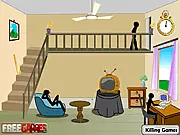 Stickman Death Living Room free online puzzle game where you click items to cause accidents on PlayArcadeHub