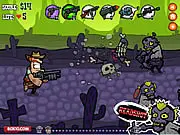 Zombiewest There and Back Again free online zombie shooter game, fight undead hordes, upgrade weapons in the saloon