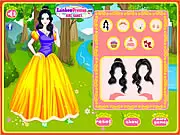White as Snow fantasy dress up game featuring a princess with dark hair and a jeweled gown ready for the royal ball