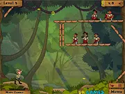 Jungle Mafia Man game screenshot showing a shooter aiming a gun, utilizing objects for ricochets in the physics-based online game