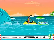 Flood Rush Motorboat Online free game, high-speed boat racing against waves, collect speed boosters, action driving game