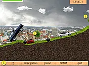 Game screenshot of Brutal Taxi Online showing a colorful London taxi speeding through city streets, crashing into other cars