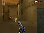 Screenshot of Firing Time online action game, targeting crosshair on a moving red enemy