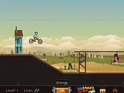 Screenshot of Stick Out BMX showing a stickman character riding a BMX bike and jumping over a row of red spikes
