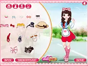 Cute character in the Cartoon Style Dress Up game, wearing a colorful wig and clothes inspired by a cartoon character